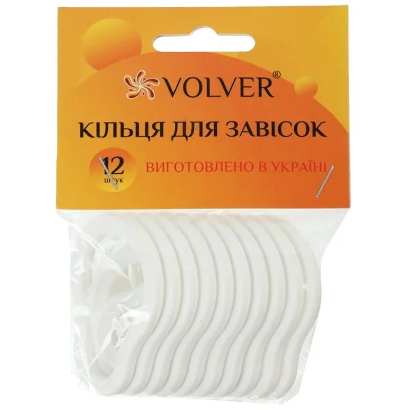 Кільця для завісок Volver, 12 шт, білий, 68110 купити недорого в Україні, фото 1