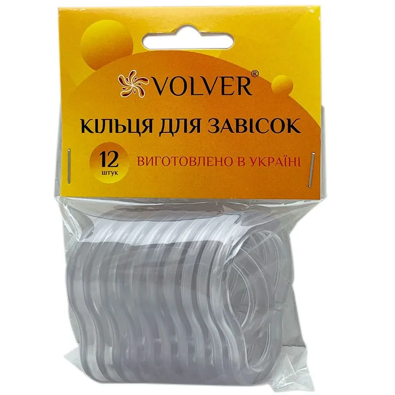 Кільця для шторки Volver, 12 шт, прозорий, 68111 купити недорого в Україні, фото 1