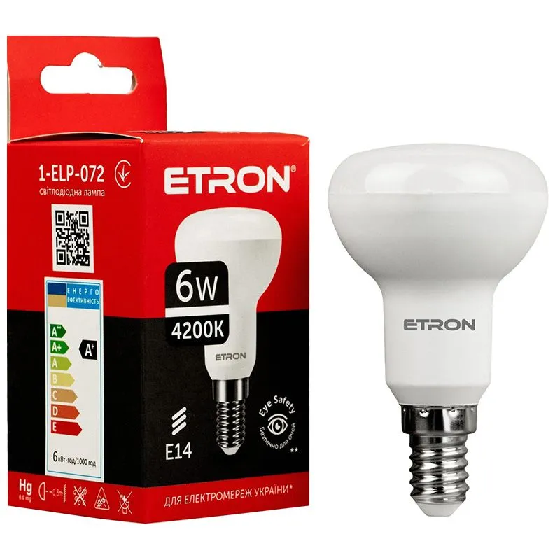 Лампа світлодіодна Etron, 6W, R50, E14, 4200K, 1-ELP-072 купити недорого в Україні, фото 1