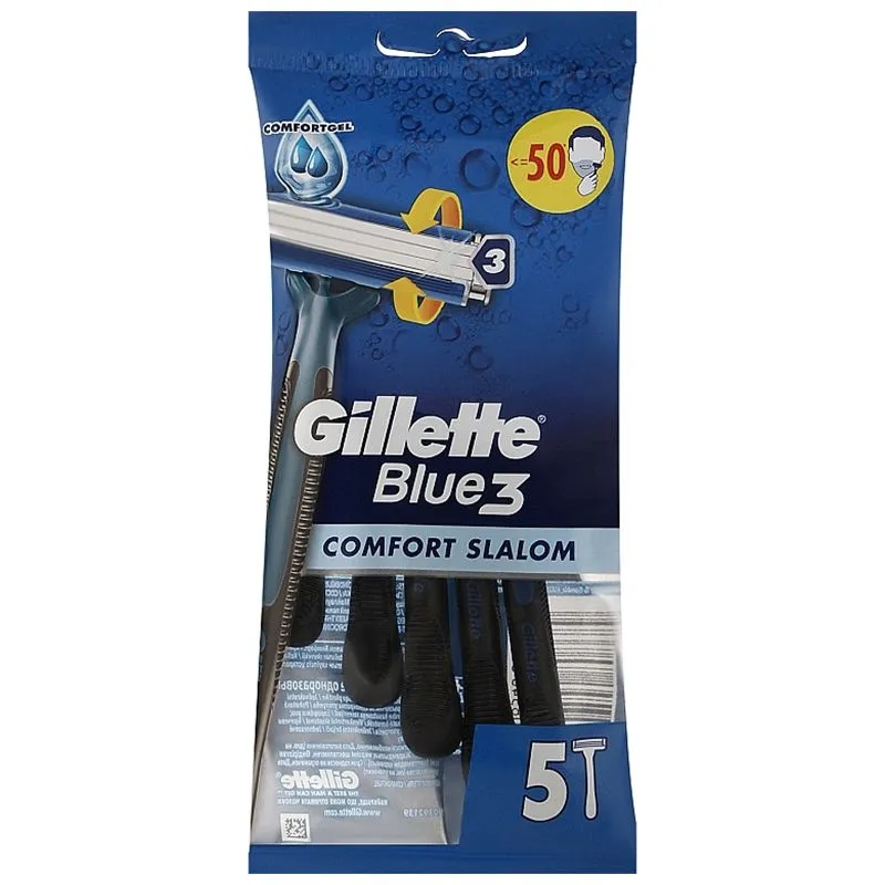 Станки одноразові Gillette Blue 3 Comfort Slalom, 5 шт купити недорого в Україні, фото 1