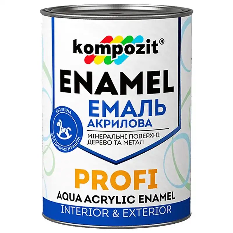 Емаль акрилова Kompozit PROFI, 0,3 л, глянцева чорна купити недорого в Україні, фото 1