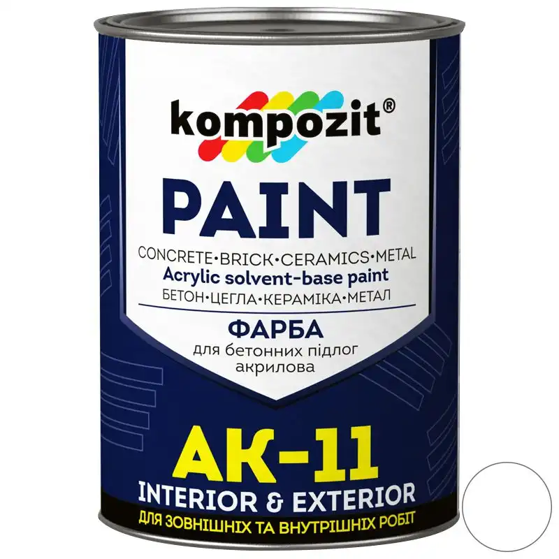 Краска для бетонных полов Kompozit АК-11, белый, 1 кг купить недорого в Украине, фото 1