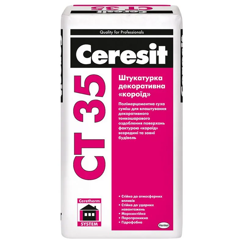 Штукатурка декоративна Ceresit СТ-35/3,5, 25 кг, білий, 947554 купити недорого в Україні, фото 1