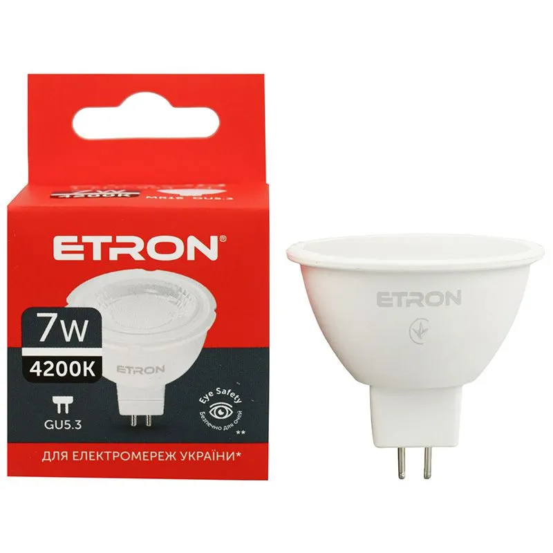 Лампа світлодіодна Etron, 7W, MR16, GU5.3, 4200K, 1-ELP-854 купити недорого в Україні, фото 1