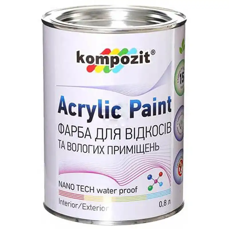 Краска для откосов Kompozit, 0,8 л, белый купить недорого в Украине, фото 1