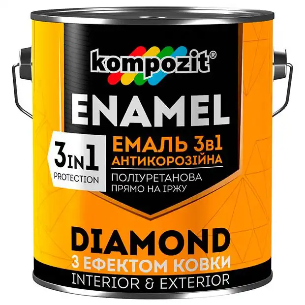 Емаль антикорозійна 3 в 1 Kompozit Diamond, 2,5 л, матовий графітовий купити недорого в Україні, фото 1