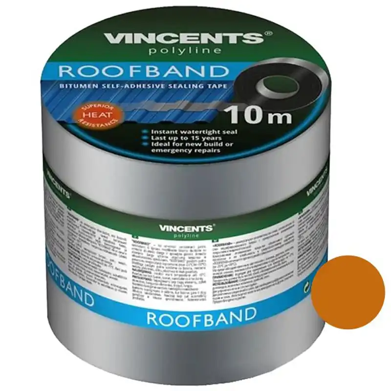 Стрічка ущільнювальна Vincents Roofband, 100 мм х 10 м, коричнева купити недорого в Україні, фото 1