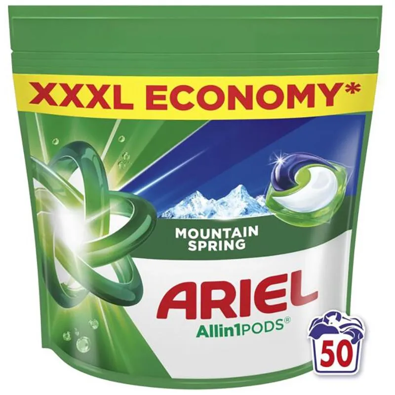 Капсулы для стирки Ariel Горный источник, чистота и свежесть, 50 х 19,1 г купить недорого в Украине, фото 1