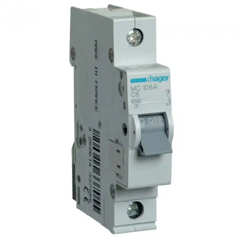 Автоматичний вимикач Hager, 1С, 6А, 6 kA, MC106A купити недорого в Україні, фото 1