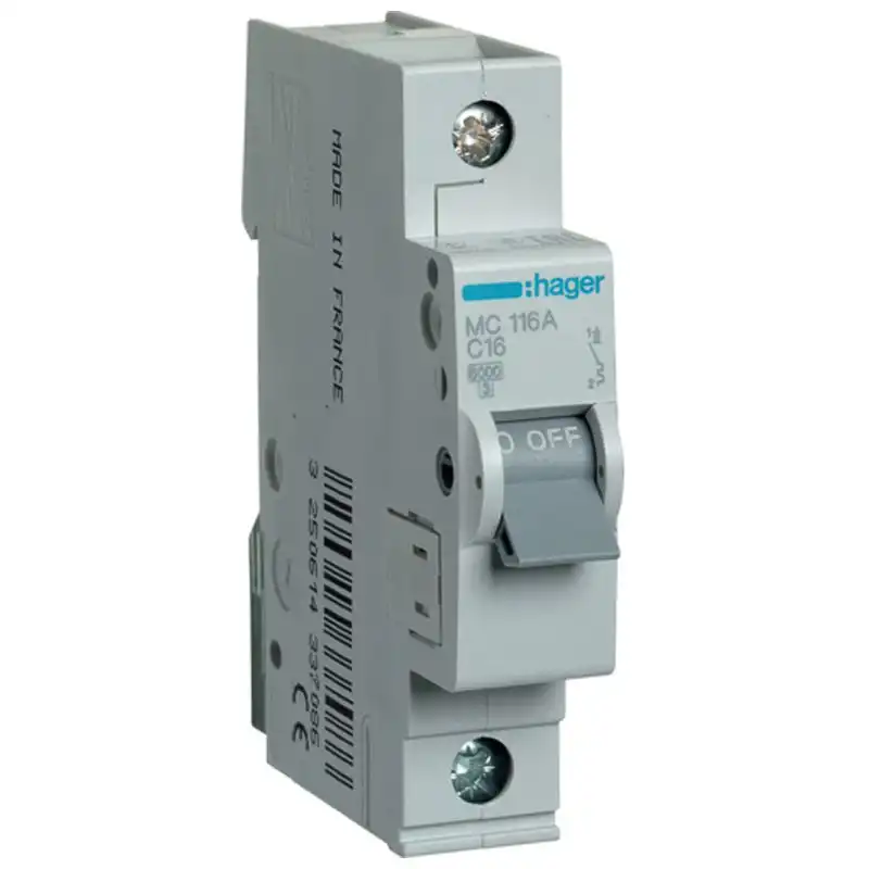 Автоматичний вимикач Hager, 1С, 16А, 6 kA, MC116A купити недорого в Україні, фото 1