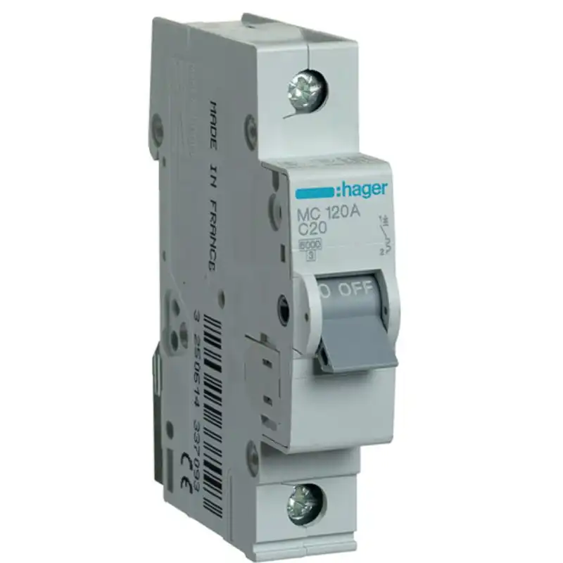 Автоматичний вимикач Hager, 1С, 20А, 6 kA, MC120A купити недорого в Україні, фото 1