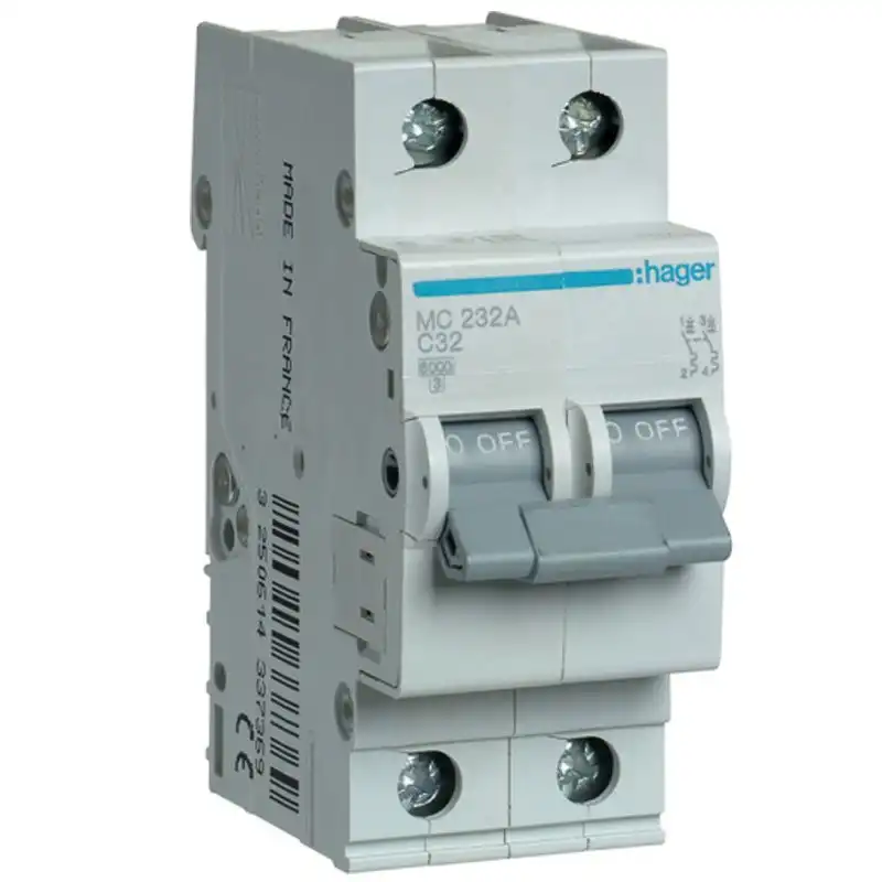 Автоматичний вимикач Hager, 2С, 32А, 6 kA, 2 м, MC232A купити недорого в Україні, фото 1