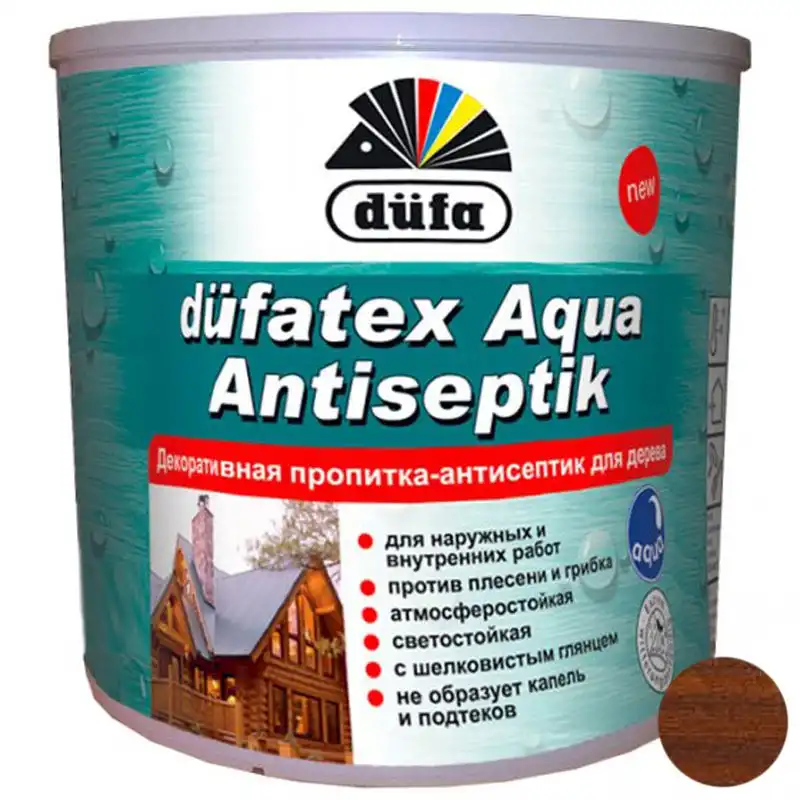 Просочення-антисептик для дерева Dufa Dufatex Aqua, 0,75 л, горіх купити недорого в Україні, фото 1