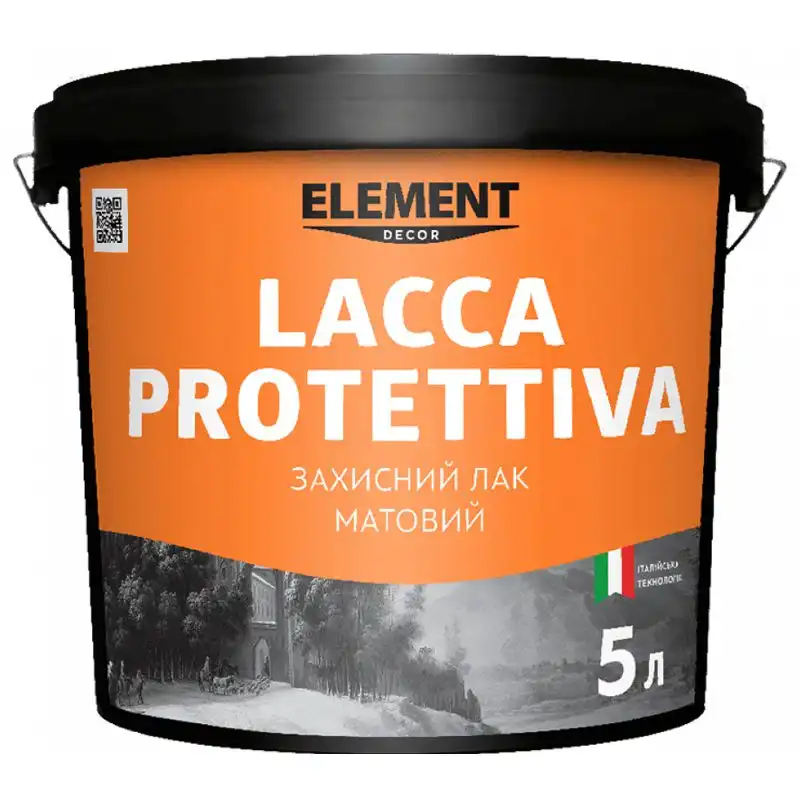 Лак акриловий захисний Element Lacca Protettiva, 5 л, матовий купити недорого в Україні, фото 1