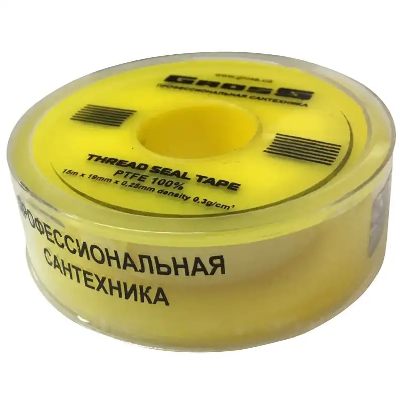 Фум-стрічка для газу Gross, 12 м, 12x0,1 мм, жовтий купити недорого в Україні, фото 1