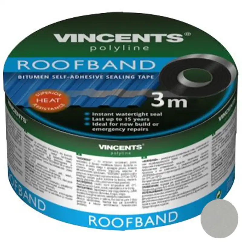 Стрічка ущільнювальна Vincents Roofband, 150x3000 мм, алюміній купити недорого в Україні, фото 1
