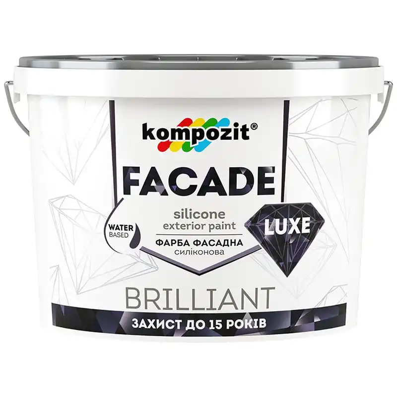 Краска фасадная силиконовая Kompozit Facade Luxe база А, 1,4 кг, белый купить недорого в Украине, фото 1