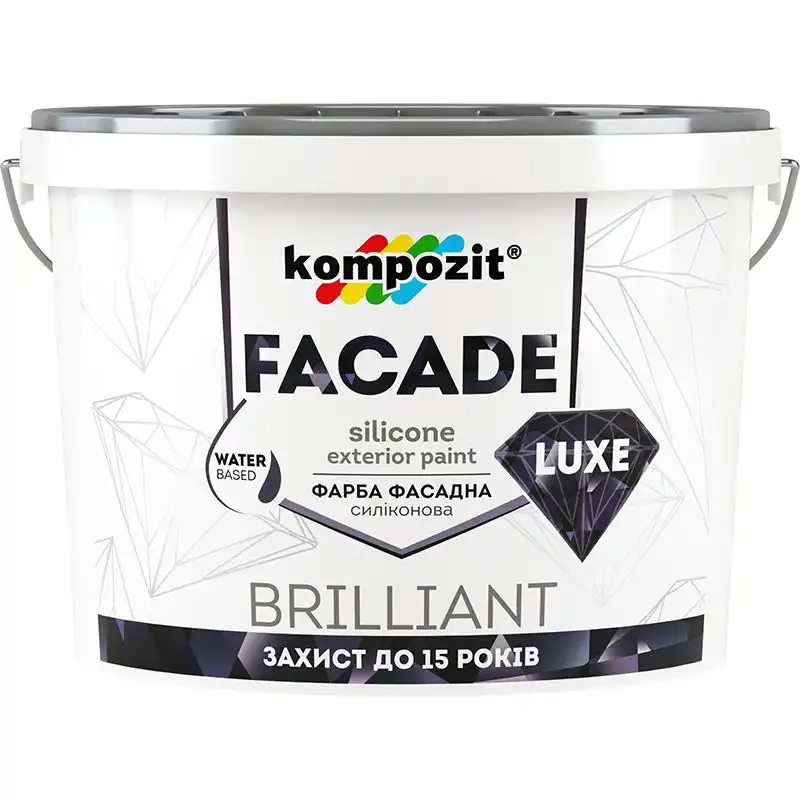 Краска фасадная силиконовая Kompozit Facade Luxe база А, 4,2 кг, белый купить недорого в Украине, фото 1