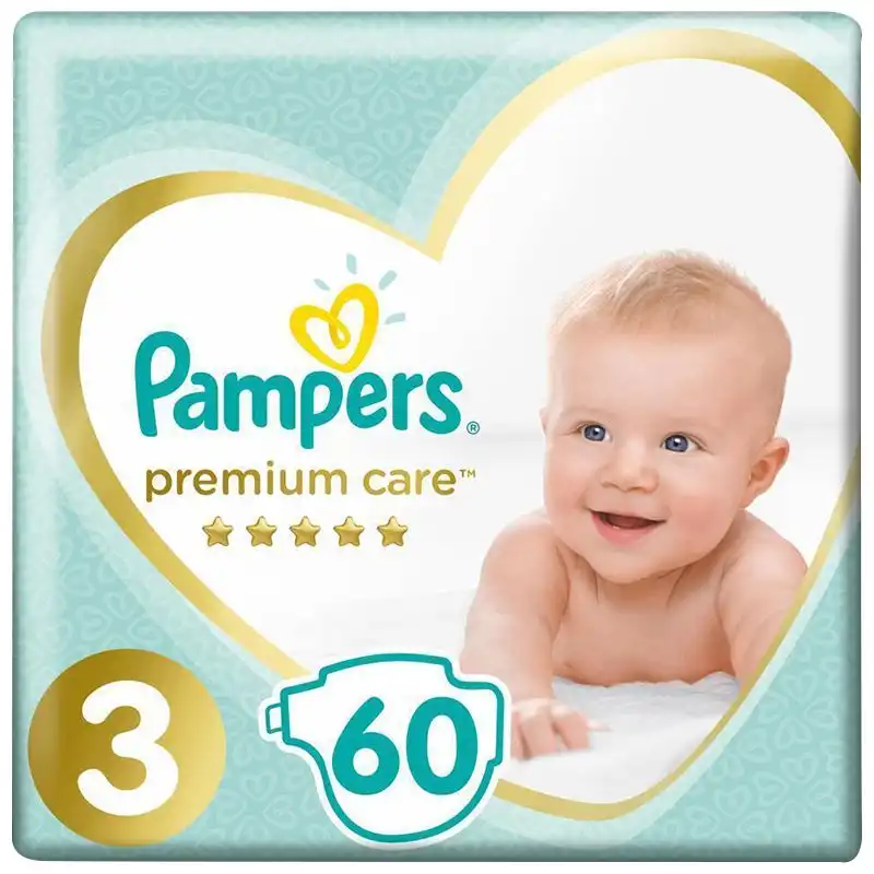 Підгузки Pampers Premium Care Midi, 4-9 кг, 60 шт купити недорого в Україні, фото 1