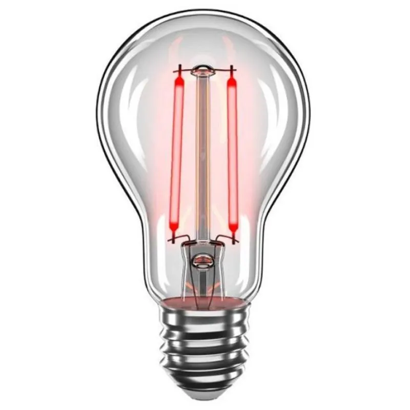 Лампа светодиодная филаментная Velmax, 2 Вт, A60, E27, 2200 К, 200 лм, красный, 21-40-09 купить недорого в Украине, фото 1