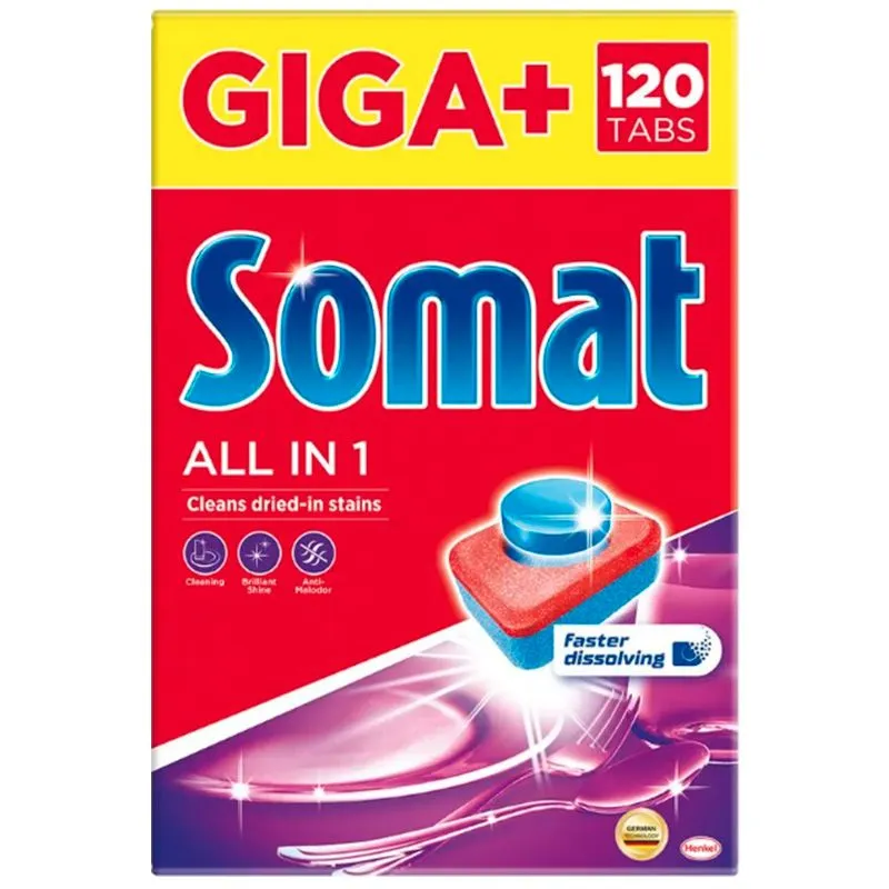 Таблетки для посудомийної машини Somat, 120 шт, фото 68170 Таблетки для посудомийної машини Somat, 120 шт купити недорого в Україні, фото 68170