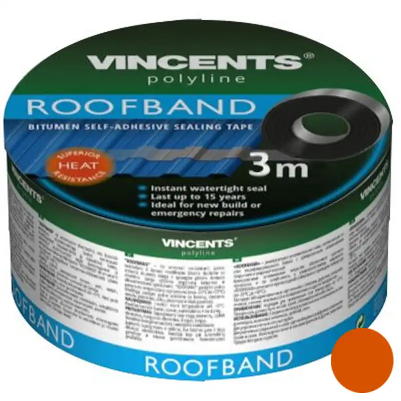 Лента уплотнительная Vincents Roofband, 200x3000 мм, терракотовій купить недорого в Украине, фото 1