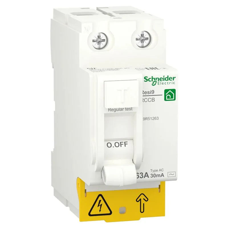 Дифференциальный выключатель Schneider Electric RESI9, 2 P, 63 A, 30 mA, АС, R9R51263 купить недорого в Украине, фото 1