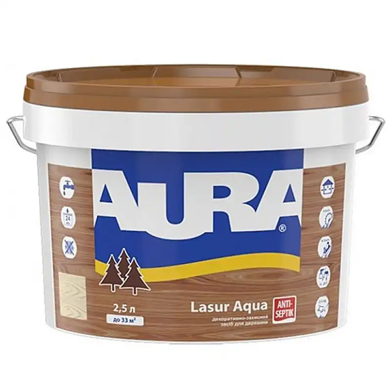 Лазурь акриловая Aura Lasur Aqua, 2,5 л, прозрачный купить недорого в Украине, фото 1