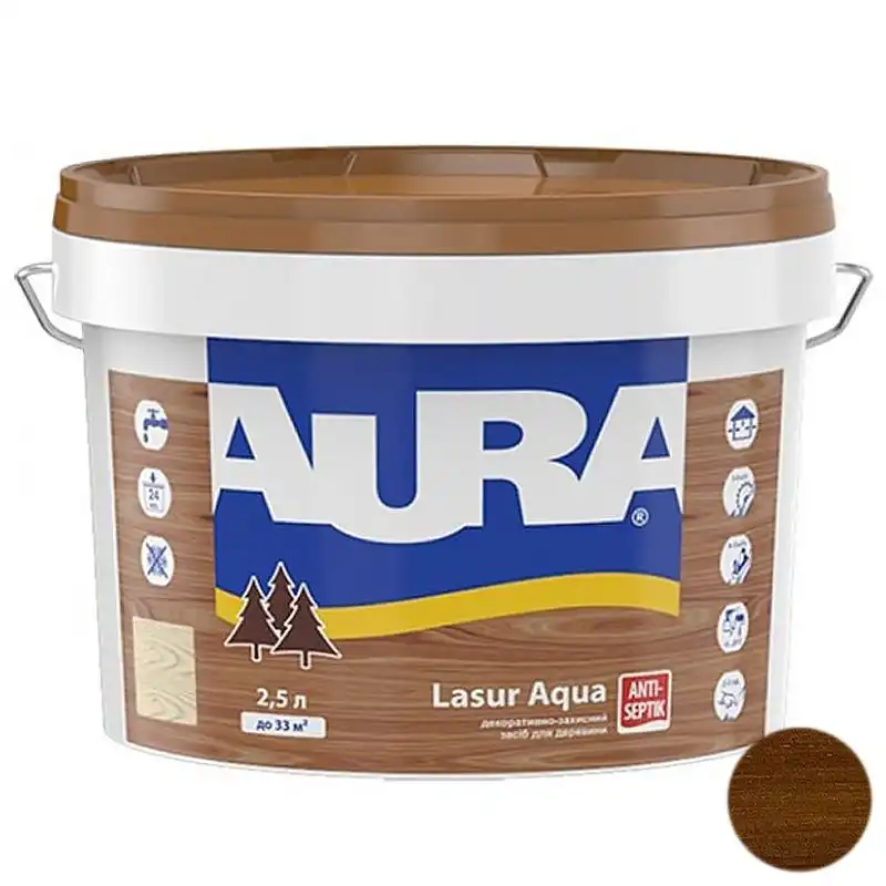 Лазурь акриловая Aura Lasur Aqua, 2,5 л, орех купить недорого в Украине, фото 1
