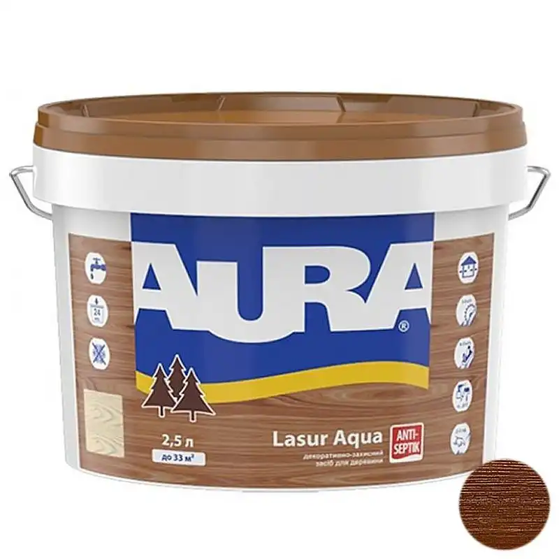 Лазур акрилова Aura Lasur Aqua, 2,5 л, каштан купити недорого в Україні, фото 1