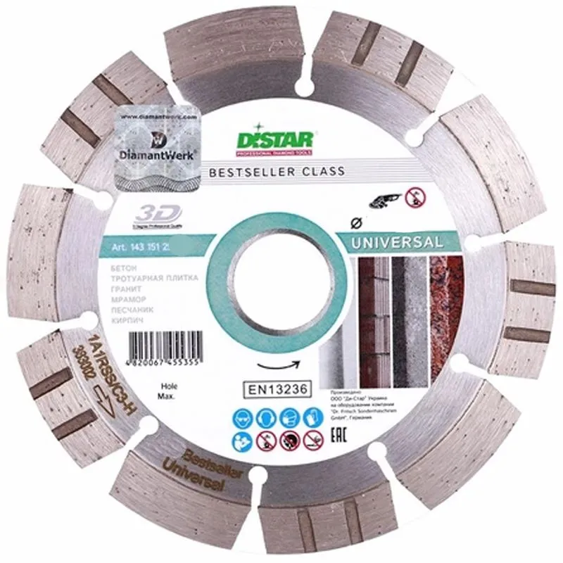 Круг алмазний відрізний Distar Universal 1A1RSS/C3, 115x1,8x22,2 мм, 94315129009 купити недорого в Україні, фото 1
