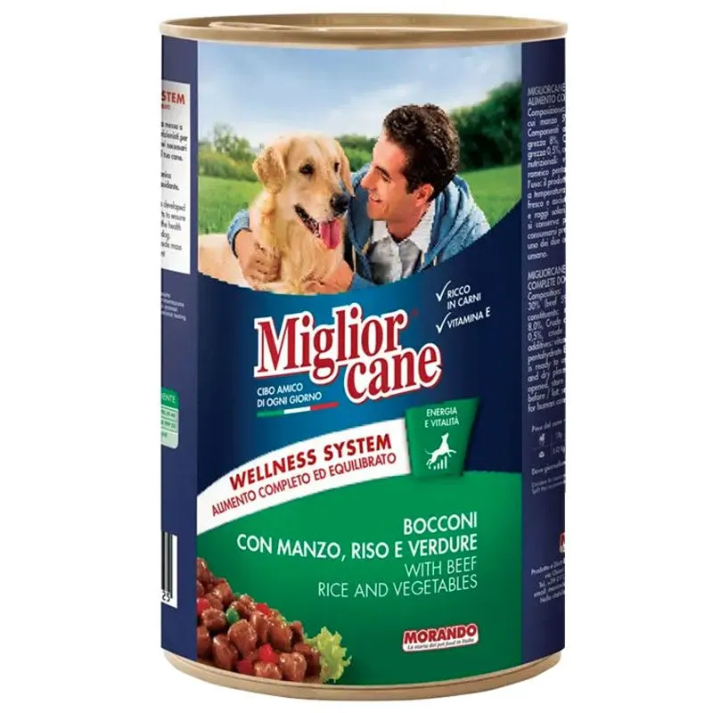 Корм вологий для собак Migliorcane Яловичина, рис та овочі, 1250 г, 01151 купити недорого в Україні, фото 1