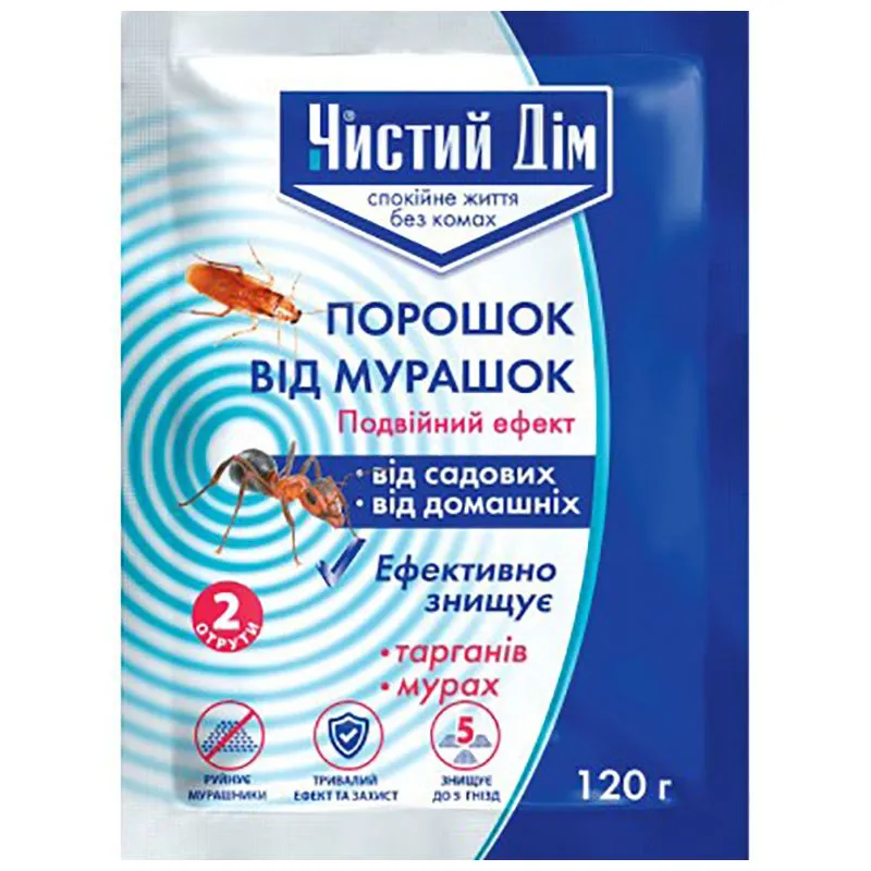 Порошок від мурах Чистий Дім, 120 гр купити недорого в Україні, фото 1