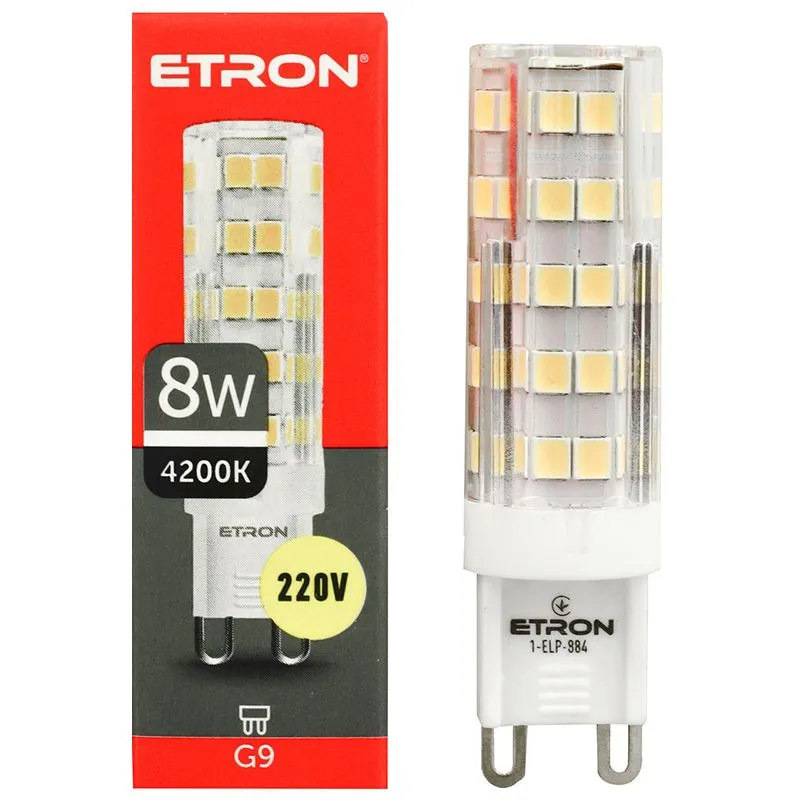 Лампа світлодіодна Etron, 8 W, G9, 4200 K, 220 V, 1-ELP-042 купити недорого в Україні, фото 1