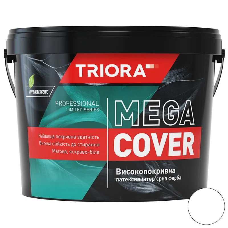 Фарба латексна інтер'єрна Triora Mega Cover, 3,5 кг, білий, матовий купити недорого в Україні, фото 1