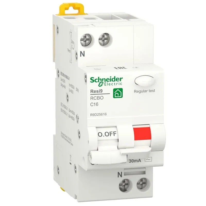 Дифференциальный выключатель Schneider Electric RESI9 6kA, 1P+N, 16 A, 30 mA, АС, R9D25616 купить недорого в Украине, фото 1