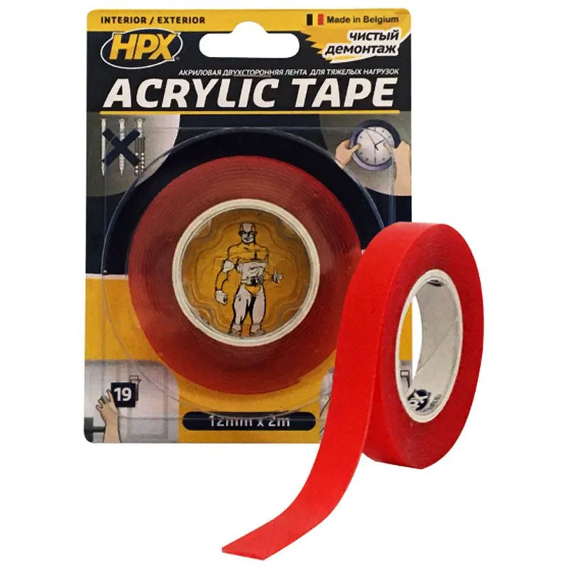 Стрічка двостороння HPX Acrylic Tape, 12 мм х 2 м, прозорий, TT1202 купити недорого в Україні, фото 1