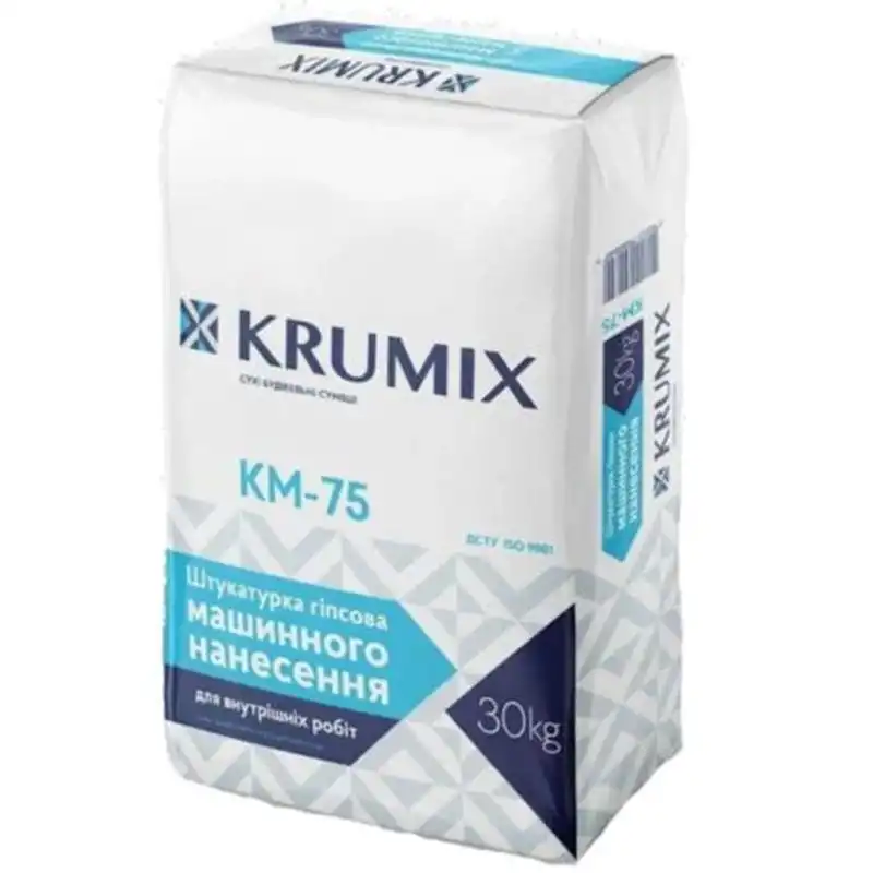 Штукатурка машинная Krumix КМ-75, гипсовая, 30 кг, фото 1 Штукатурка машинная Krumix КМ-75, гипсовая, 30 кг купить недорого в Украине, фото 1