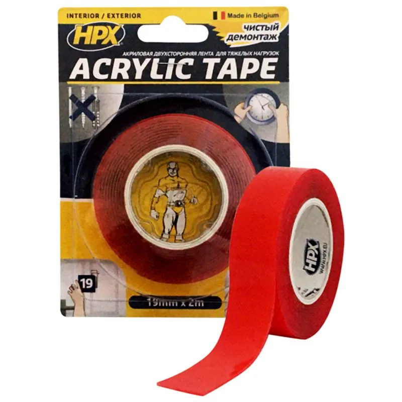 Стрічка двостороння HPX Acrylic Tape, 19 мм х 2 м, прозорий, TT1902 купити недорого в Україні, фото 1
