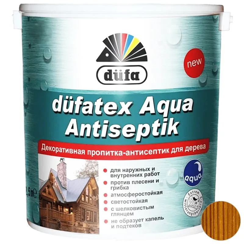 Пропитка Dufa Dufatex Aqua Antiseptik, 2,5 л, сосна купить недорого в Украине, фото 1