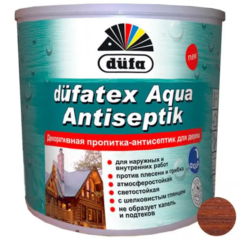 Пропитка для дерева Dufa Dufatex Aqua, 0,75 л, махагон купить недорого в Украине, фото 1