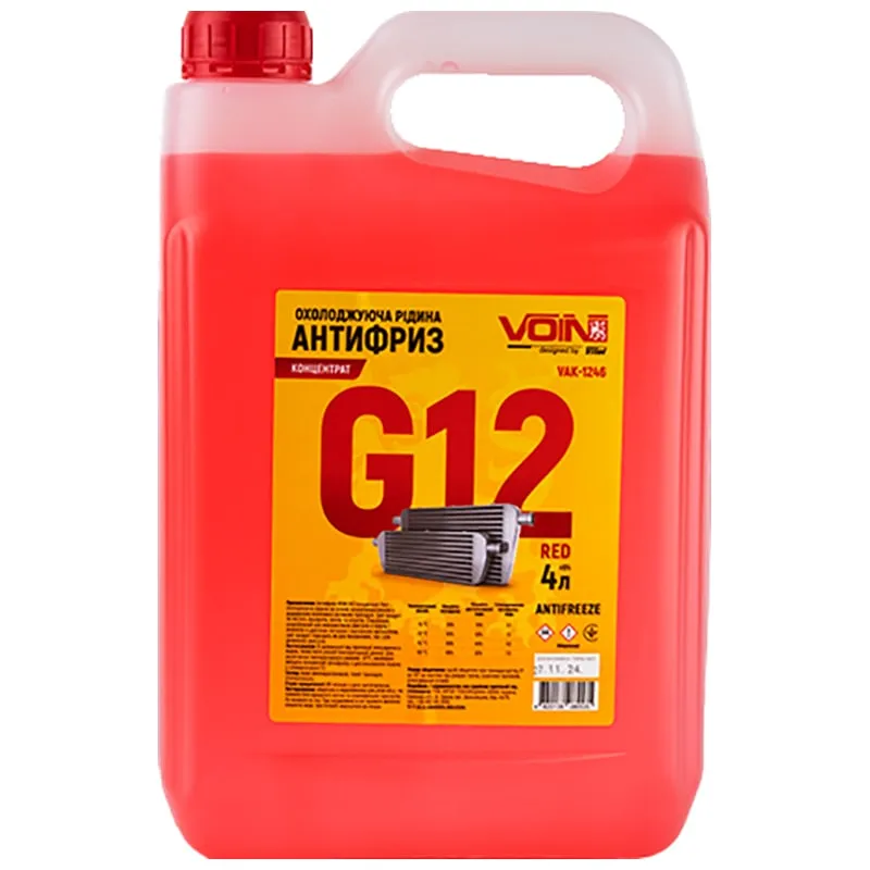 Антифриз Voin G12, Red, 4 л, VAK-1246 купити недорого в Україні, фото 1