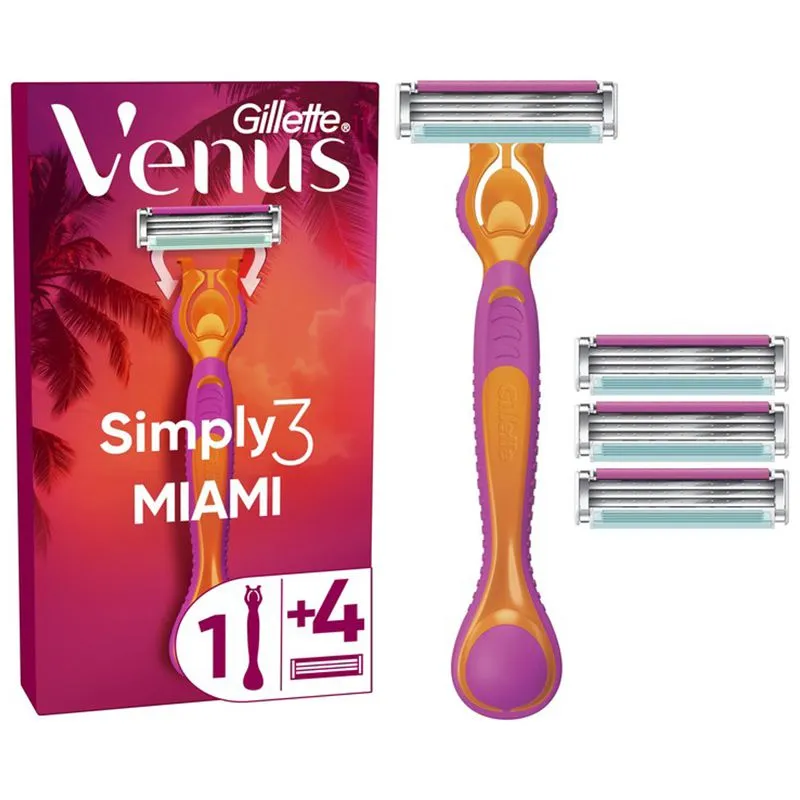 Бритва Gillette Simply Venus 3 Miami Vibes, с 4 сменными кассетами, 8700216878333 купить недорого в Украине, фото 2