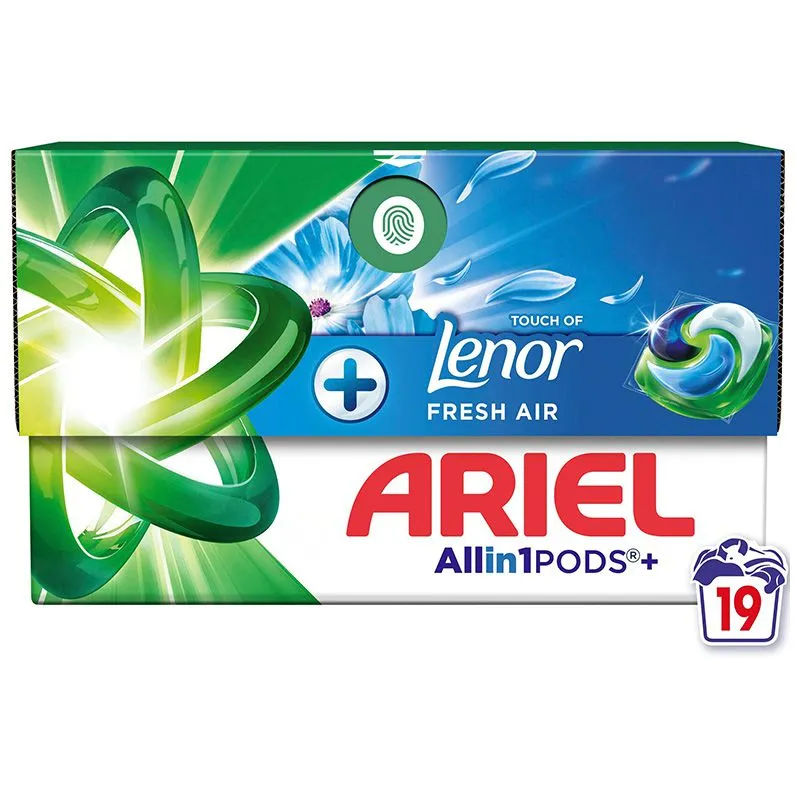 Капсули для прання Ariel Автомат Дотик свіжого повітря Lenor, 19 шт х 20,8 г купити недорого в Україні, фото 1