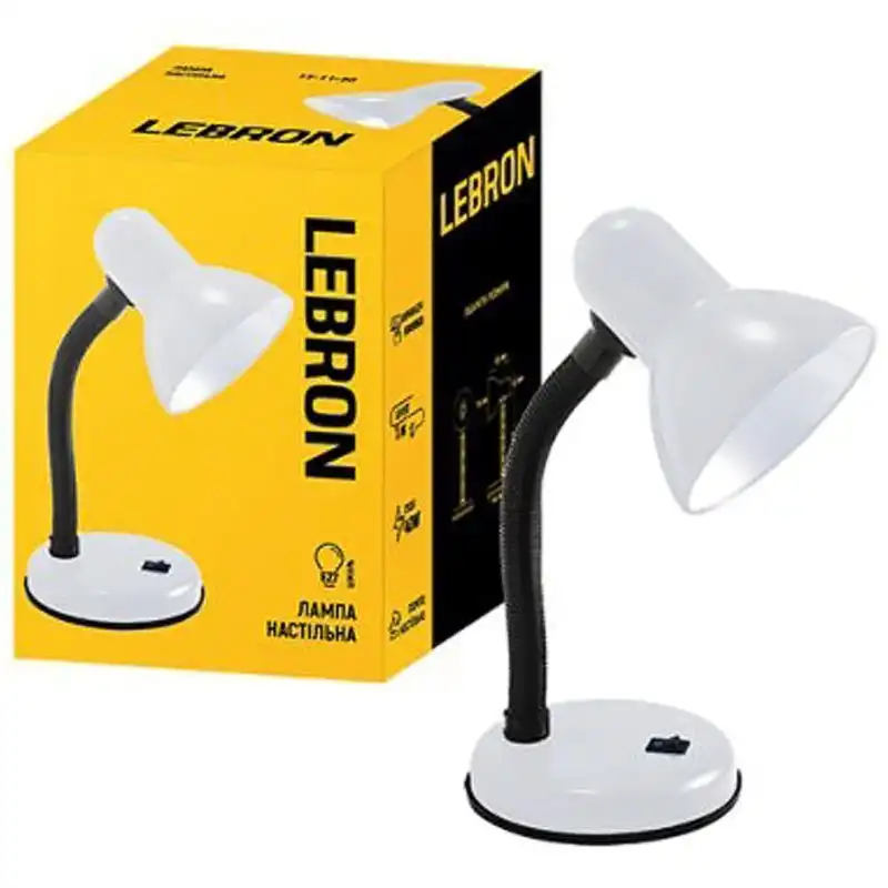 Лампа настільна Lebron L-TL Е27, 40 Вт, білий, 15-11-30 купити недорого в Україні, фото 2