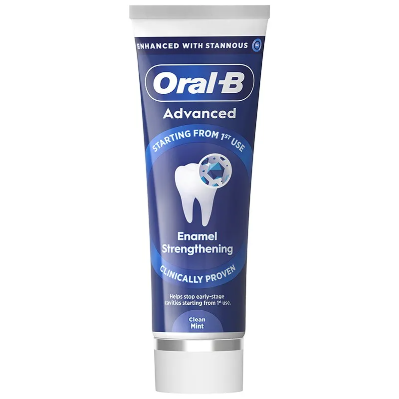Зубна паста Oral-B Advanced Зміцнення емалі Чиста м’ята, 75 мл, фото 353925 Зубна паста Oral-B Advanced Зміцнення емалі Чиста м’ята, 75 мл купити недорого в Україні, фото 353925