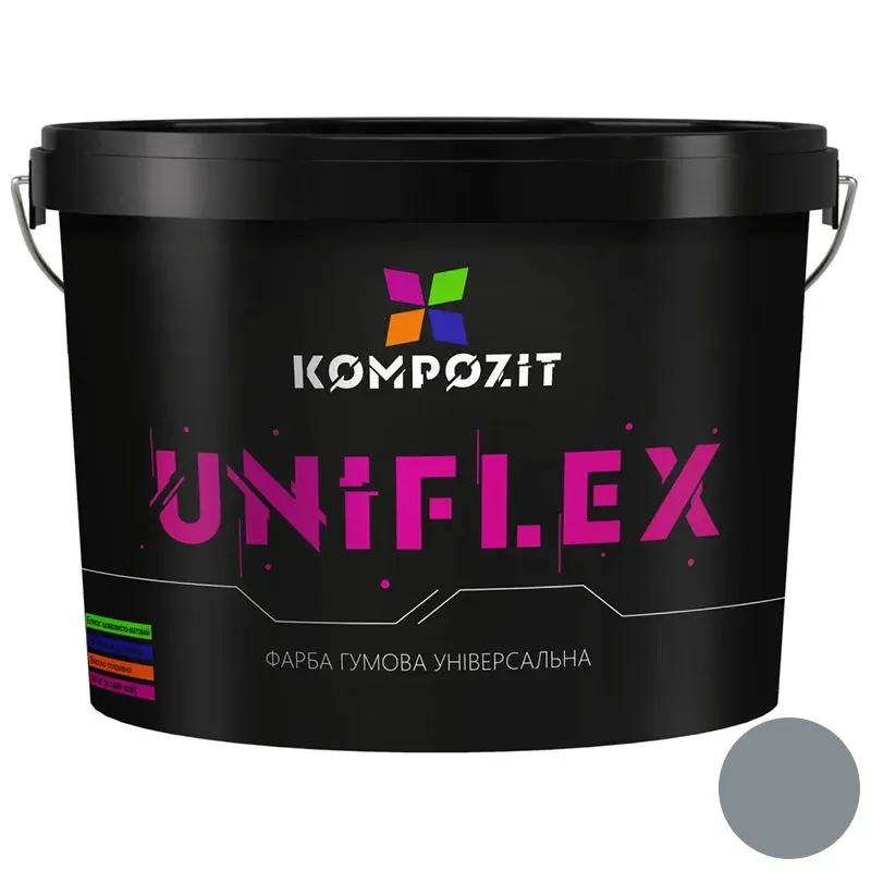 Фарба гумова Kompozit Uniflex 12 кг, RAL 7046 сірий купити недорого в Україні, фото 1