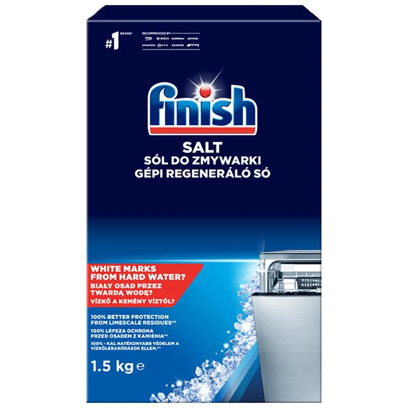 Средство смягчения воды в стиральных машинах Finish Calgonit salt, 1,5 кг, 3123877 купить недорого в Украине, фото 1