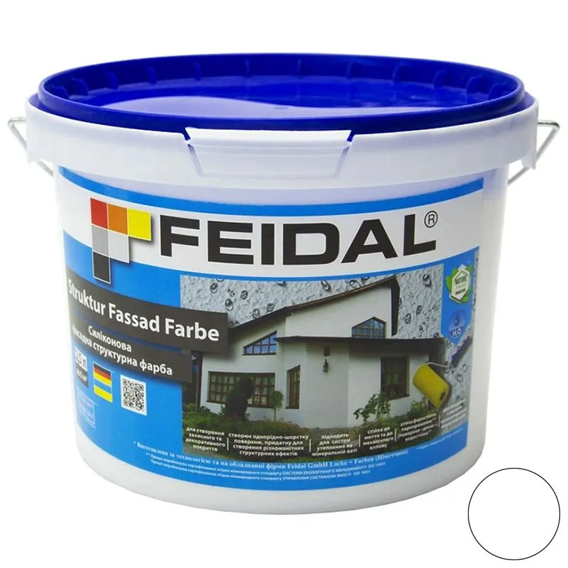 Краска силиконовая Feidal Struktur Fassad Farbe, 2,5 л, белый купить недорого в Украине, фото 1