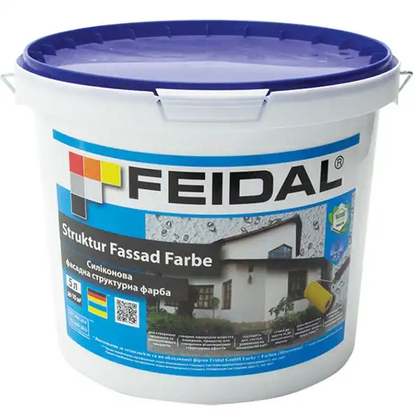 Фарба фасадна силіконова Feidal Struktur Fassad Farbe, 5 л купити недорого в Україні, фото 1